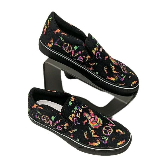 Yes We Vibe Classic Slip-On Shoes Hippie Peace Love Fashion Unisex M8 / W10 M - Picture 1 of 10